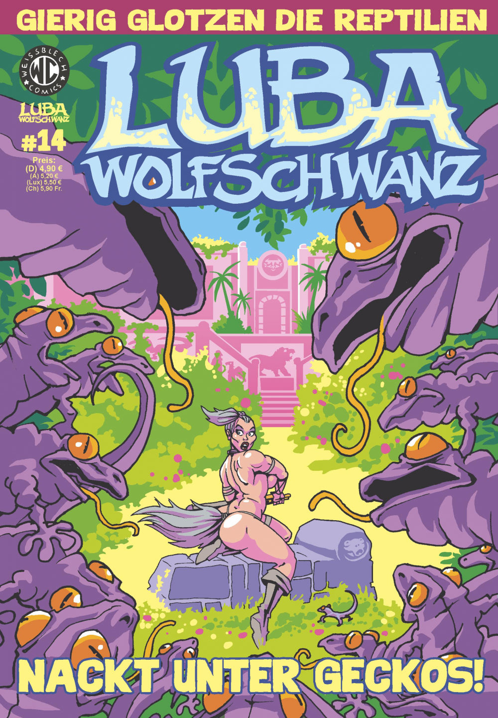 Cover Luba Wolfschwanz 14 – Nackt unter Geckos – Weissblech