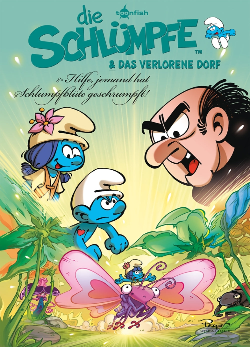 Cover Die Schlümpfe und das verlorene Dorf 08 – Der geheimnisvolle Zauber der Tenefea Falibula – toonfish