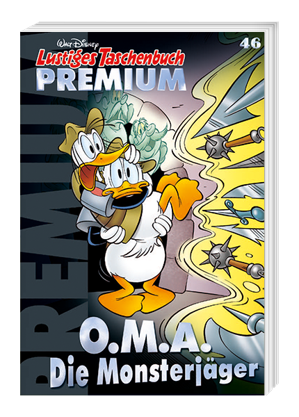 Cover Lustiges Taschenbuch Premium Nr. 46 - O.M.A. Die Monsterjäger – Egmont Ehapa